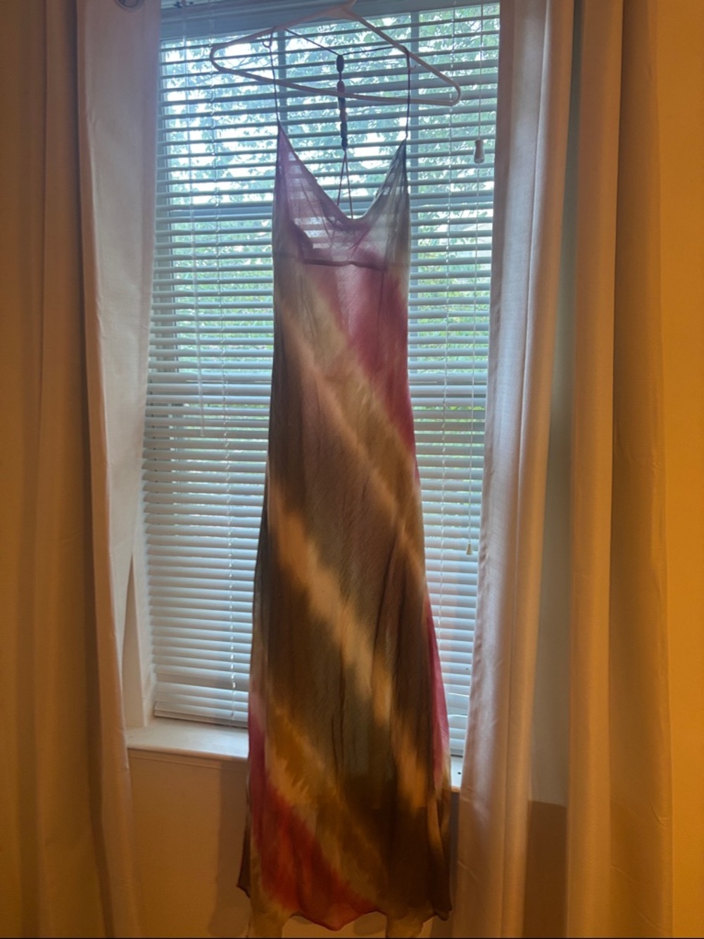 Zara Tie-Dye Maxi Slip Dress in Pink & Olive